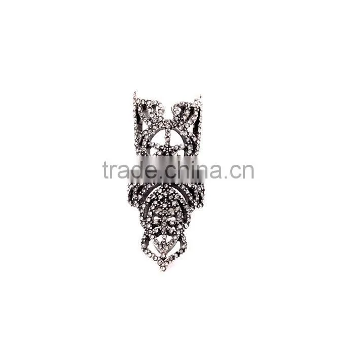 2015 china wholesale Ashine brand Europe&America Fashion simple hollow statement gunblack silver ring