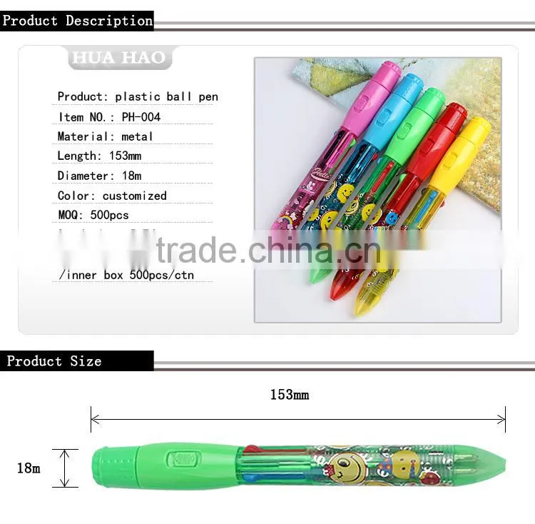 Cheap Price Plastic Ballpoint Pen with Logo, Led Pen, Plastic Ball Pen for Promotion