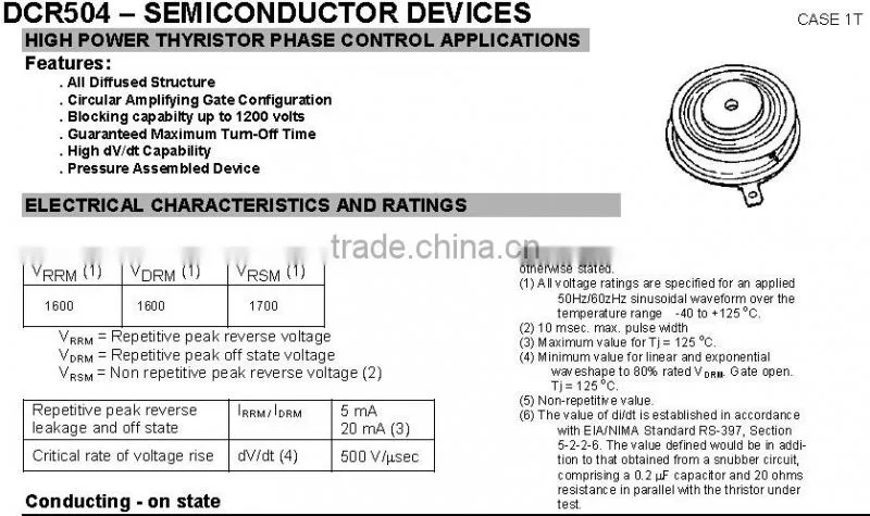 power thyristor DCR504