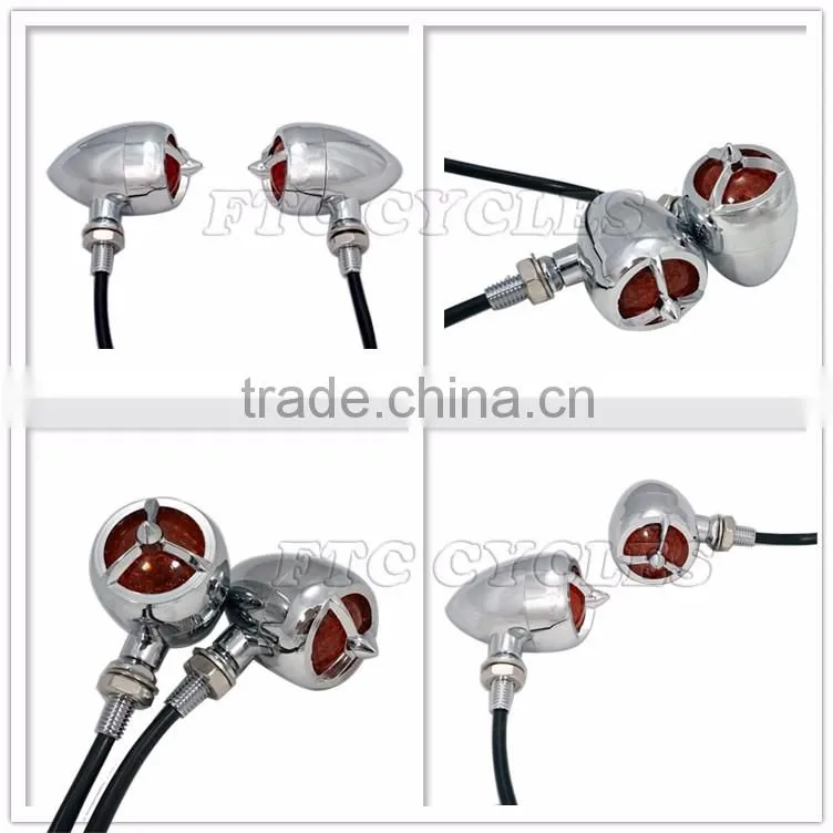Chrome Tribar Vintage Aftermarket Motorcycle Turn Signals for Harley Sportster