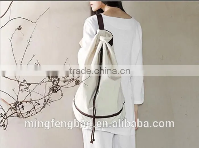 Wholesale Custom High Quality White Large Capacity Sling and Double Shoulders Cotton Canvas Yoga Bag Backpack