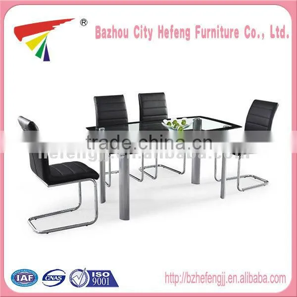 2015 hot sale fashion black luxury glass dining table set