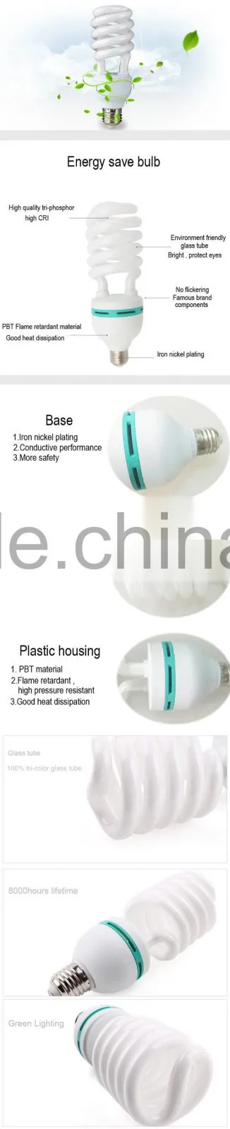 E27/B22 220V Energy Saving Bulb 25W/26W Half spiral CFL light 2700-6500k energy saving light bulb