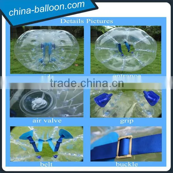 football inflatable body belly bumper ball, bump zorb ball, bump jumping ball