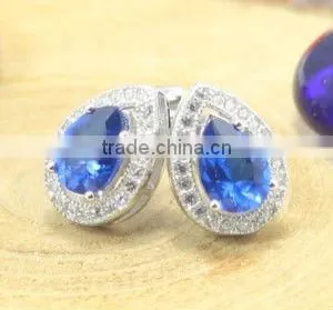 2013 best selling spring collection 925 sterling silver earrings with skyblue cz centers for trendy woman and girls