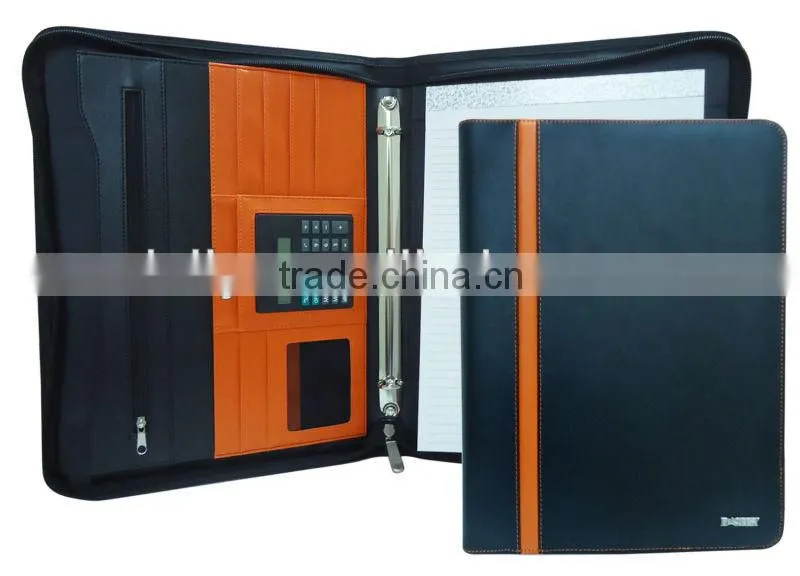 zipped bonded leather conference folder