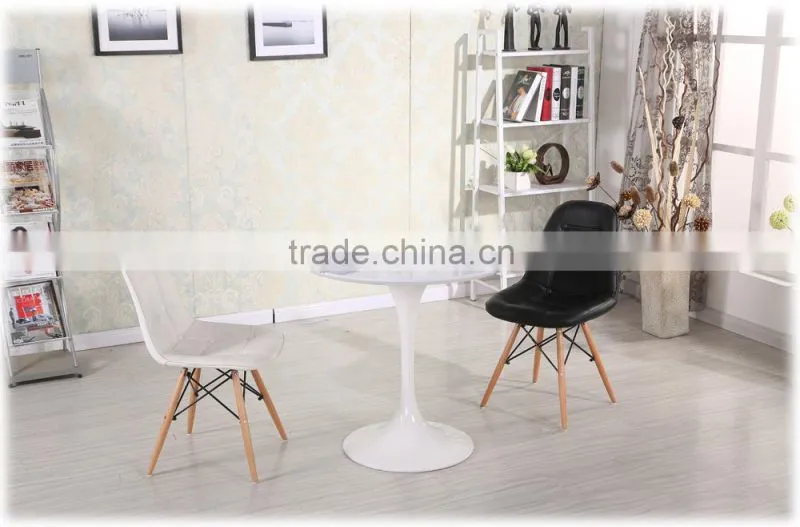 Plywood inside wood dine chair with leather