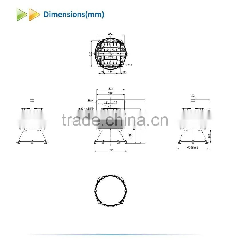 5 years warranty 400w industrial IP65 led high bay light with CE RoHS TUV