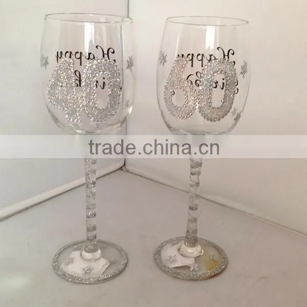 2014 new developed sliver powder birthday party wine glass