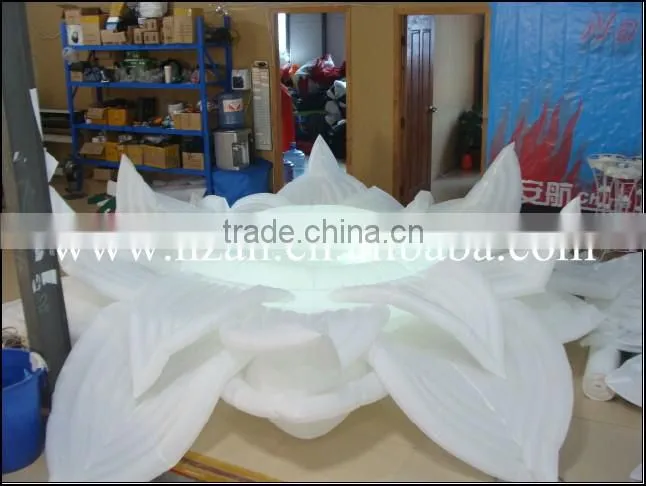 White Lighted Inflatable Lotus on Gound