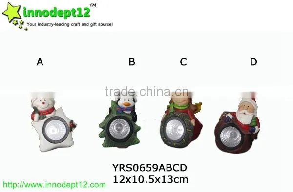 set 4 Christmas angel , santa claus ,snowman and penguin decoration with solar led light