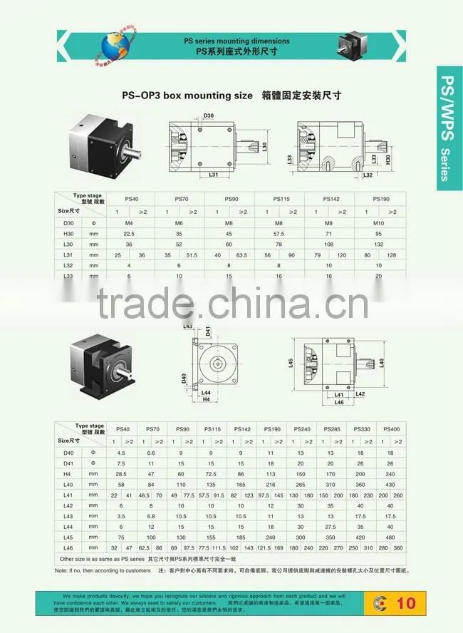PS WPS Series Precision Planetary gearbox for servo motor