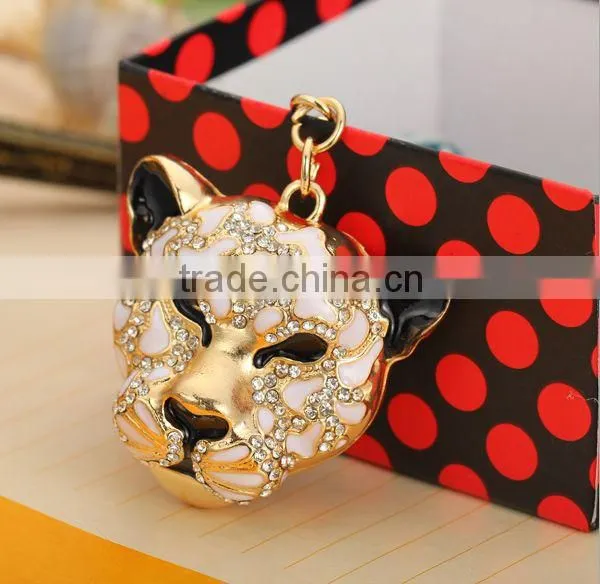 2014 Fashion Rhinestone leopard Head Key Chain, Gift Bag Pendant ZTKC-151