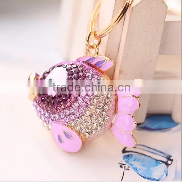 2014 Latest Rhinestone Fish Keychain , Bag Pendant ZTKC-180