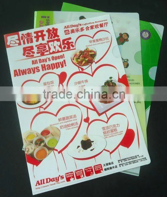Fancy clear L shape file folder UV Printing