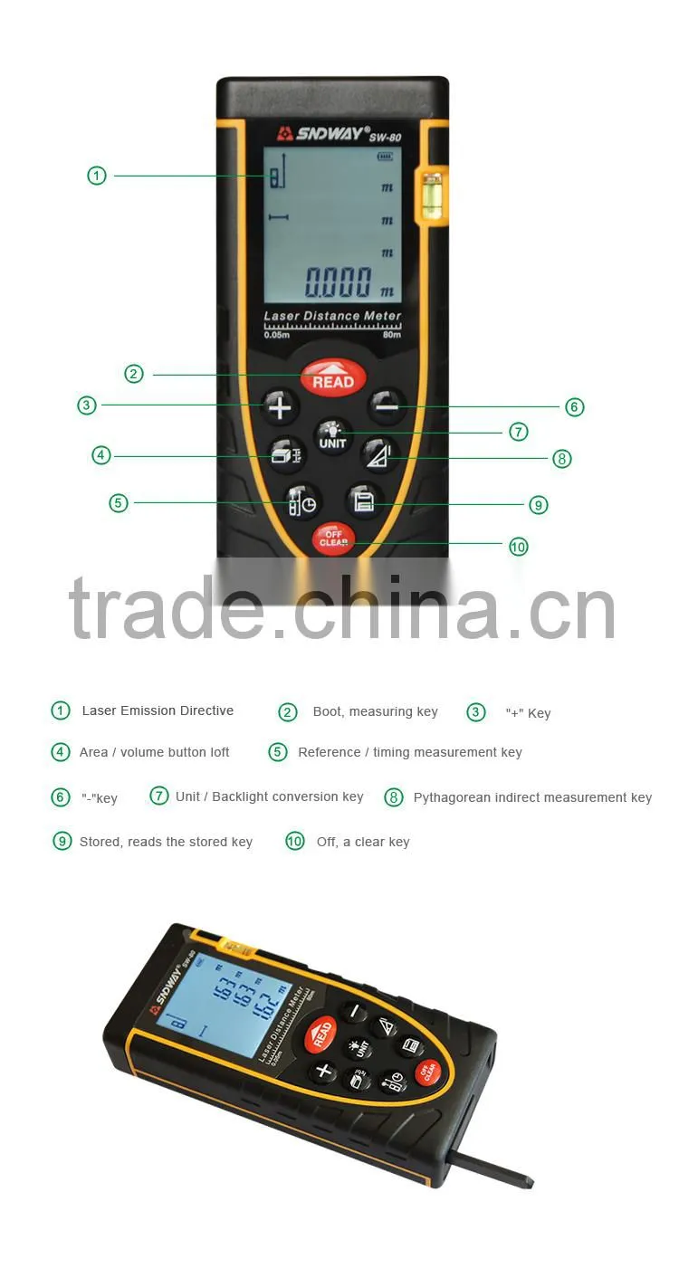 High Quality Portable SW-60 0.05-60m Multi Function laser rangefinder Digital laser distance meter