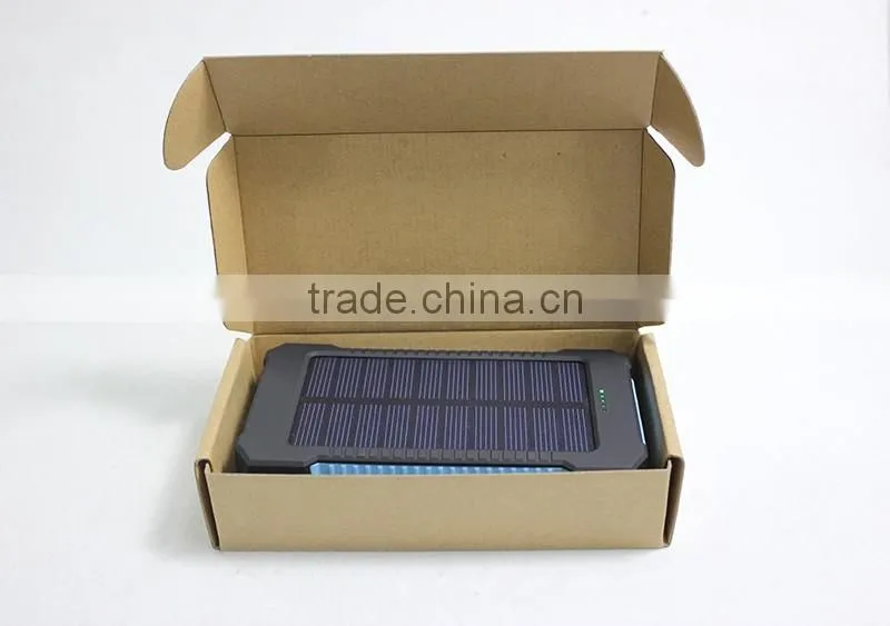 Waterproof 10000mah mini portable solar charger cell phone with camping light and compass