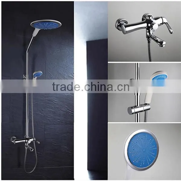bathroom rain shower set, big round/square plastic shower head, chrome plating surface brass shower set