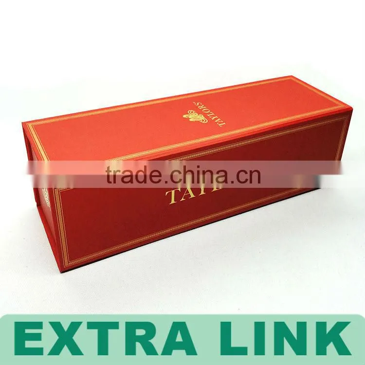Luxury hot stamping gold logo flat pack cardboard wine packaging box