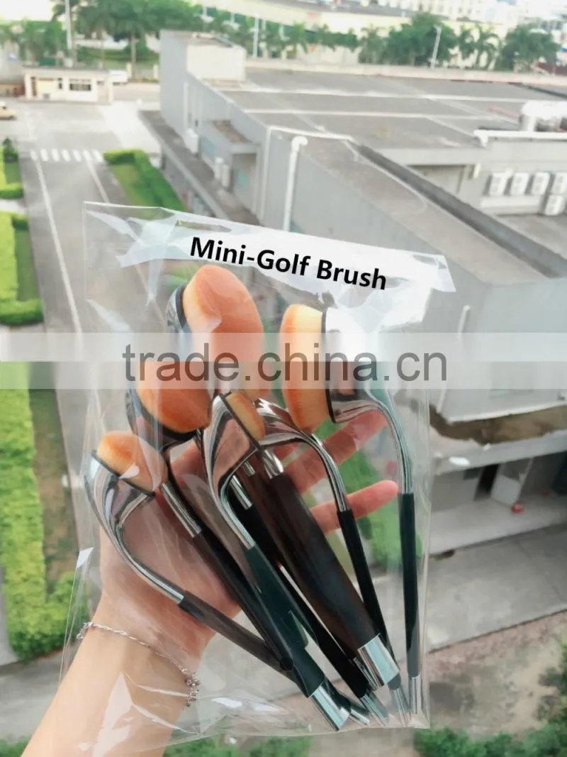 9pcs Smaller Mini Style Golf Toothbrush Makeup Brush Set / Oval Mini Golf Makeup Brush
