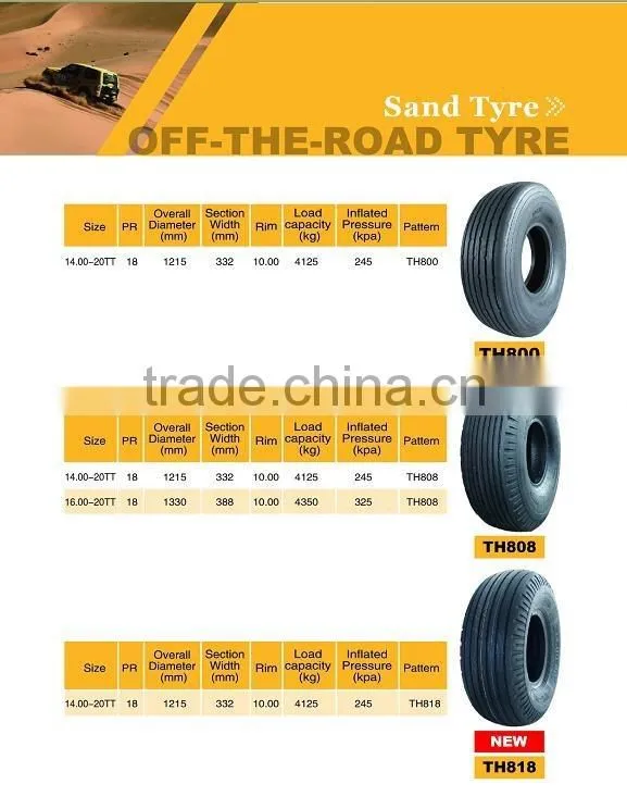 China TAIHAO 14.00-20 16.00-20 Sand Tyre