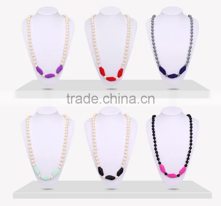 Kean latest design silicone beaded teething necklace for baby chewing