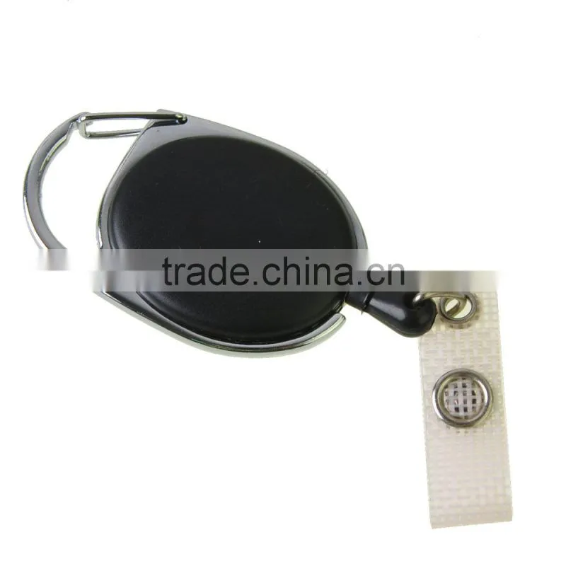 10 x Black PC Carabiner Style Retractable Key ID Card Badge Key Reel Holder Clip