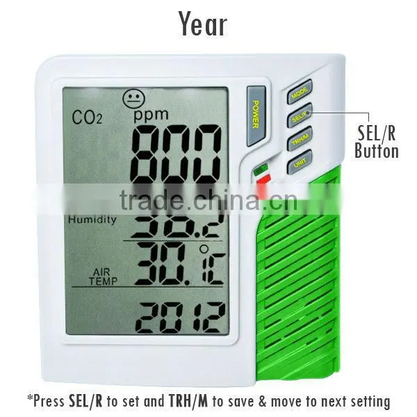 Wall mount/Desktop Carbon Dioxide CO2 0-9999ppm Monitor Temperature RH Dew Point Wet Bulb TWA STEL Made in Taiwan