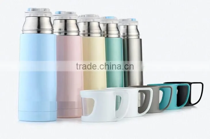 HOT SALE!!!!double wall stainless steel vacuum flask with glass lid cup