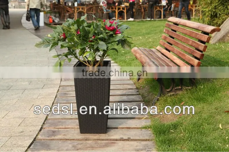 rattan flowerpot,square flower pots,graceful plastic garden planters