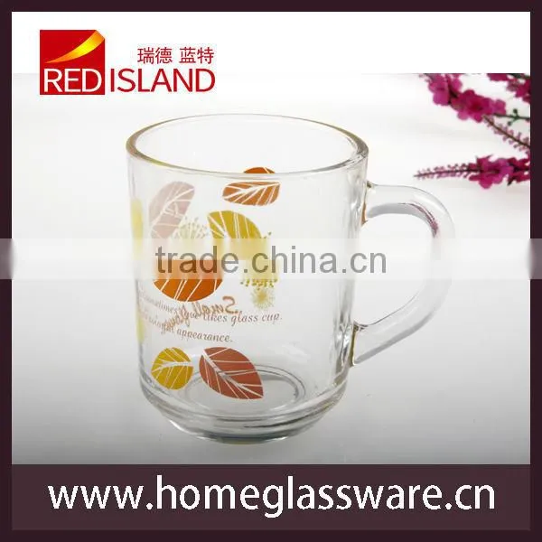 glass manufactory supply hot sale print glass milk mug