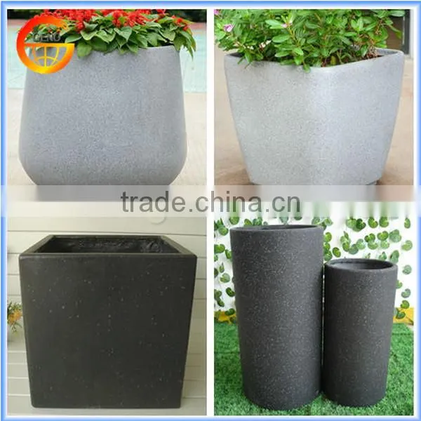 Wholesale Fiberglass natural grey rectangle pot set of 2