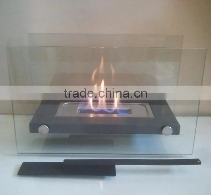 decorative metal box bio fireplace , tempered glass fireplace
