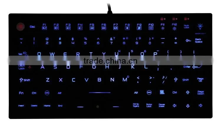 Industrial silicone Keyboard JH-IKB850BL with Integrated Mouse Buttons and Backlit waterproof and washable