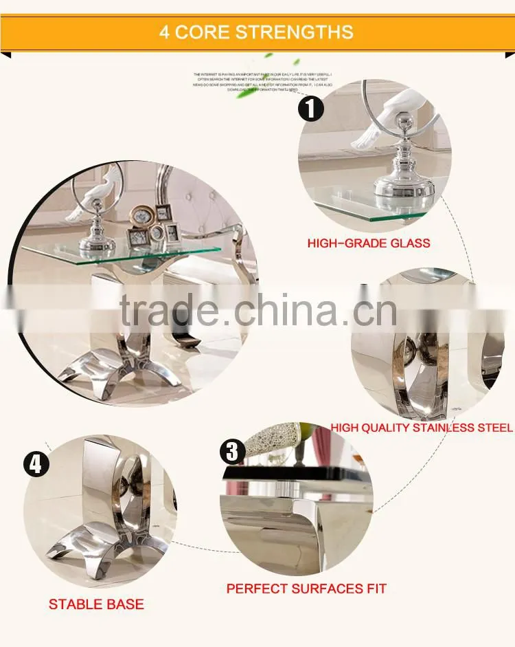 D346 Small Glass Coffee Side Table Stainless Steel End Table