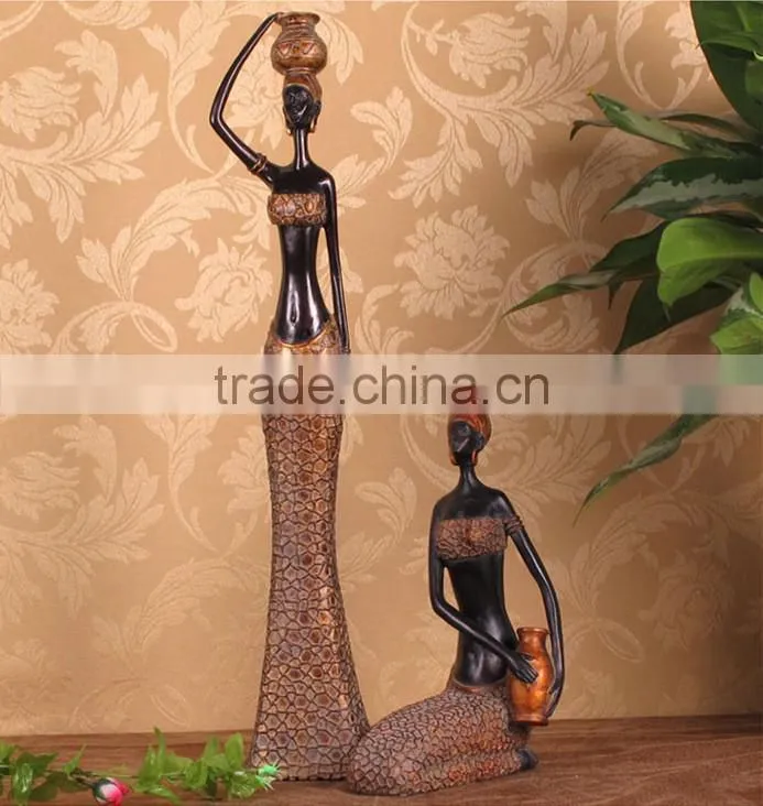 Carving Resin Sexy Black Woman Resin Sculpture For Sale