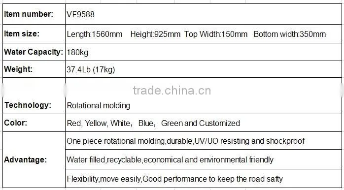 Plastic Water Road Barrier,High Quality Plastic Water Road Barrier,Plastic Water Road Barrier for Traffic