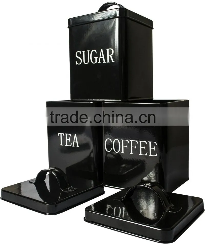 Square Kitchen Metal Sealed Coffee Tea Sugar Tin Canister