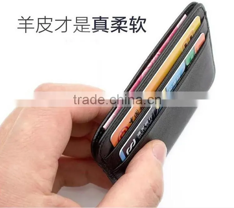 Custom Personalized Soft Sheepskin Leather Ultra Thin Card Holder