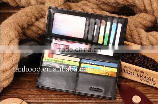 Branded long business leather wallet for men, ladies