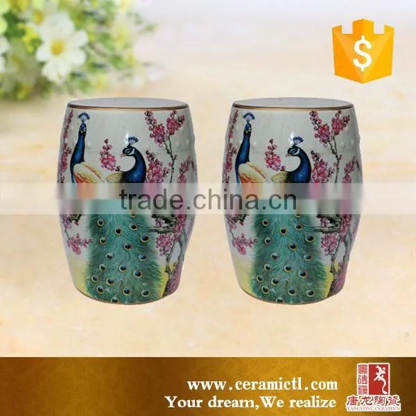 Beautiful and decorative animal painted ceramic stool