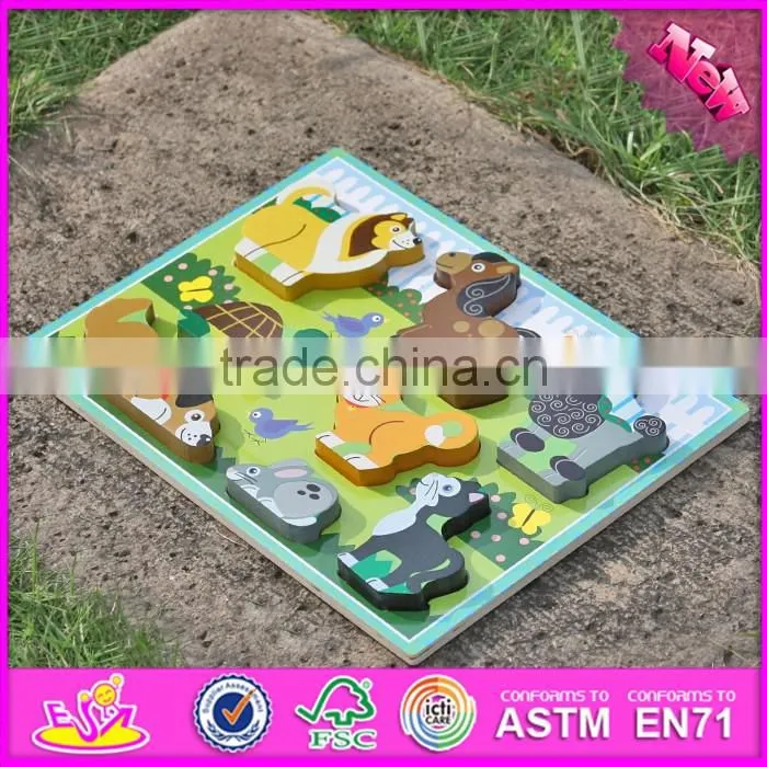 2016 new design educational 3d puzzle toy wooden animal shapes for kindergarten W14D021