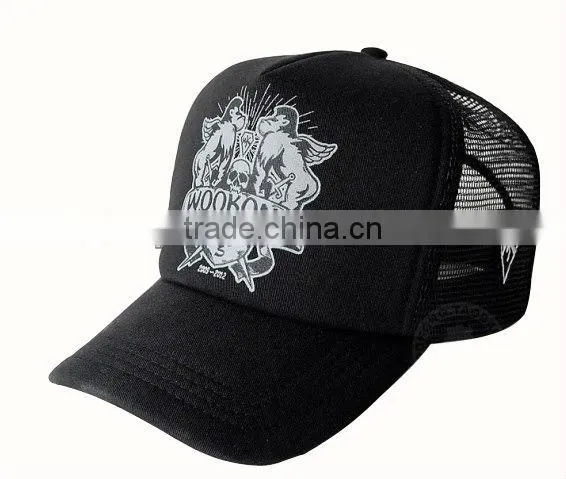 2013 summer 5 panel cotton and mesh printing snap back trucker cap