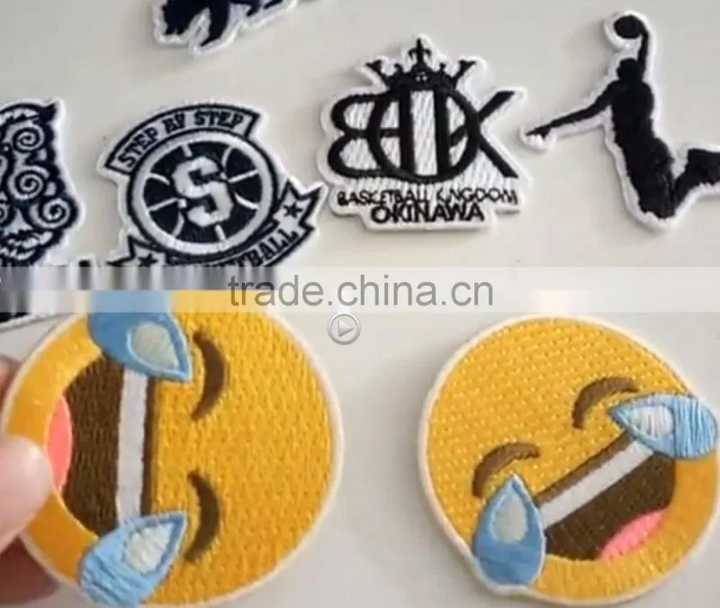2017 cheap personalized custom design iron on embroidery patches for clothing