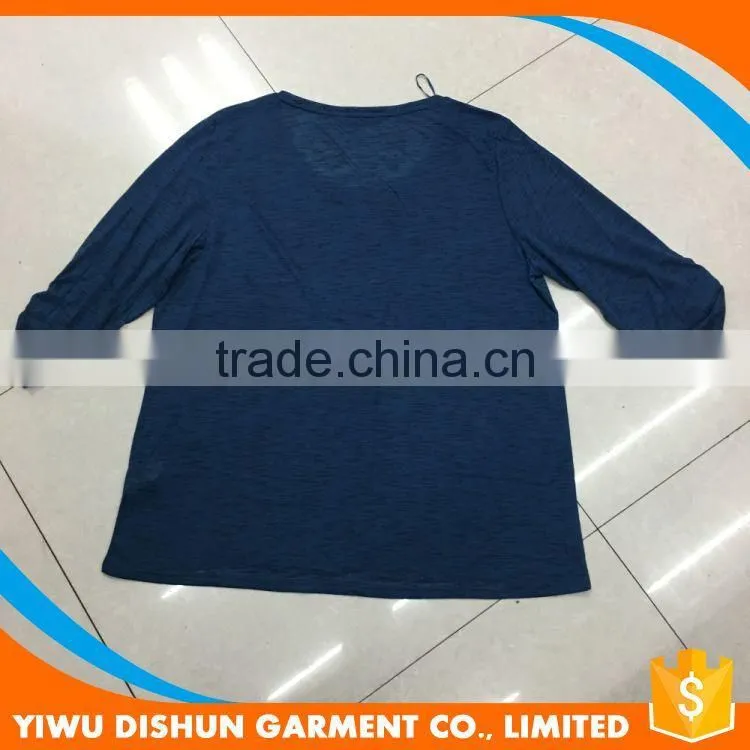 stock apparel men long sleeve slub cotton t-shirt