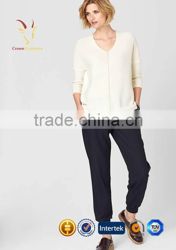 Fashion Knitwear V Neck Merino Wool Casual Sweater for Women