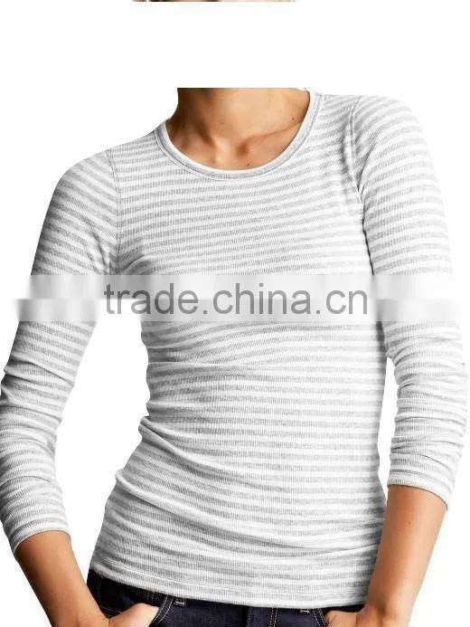 WOMENS STRIPED LONG SLEEVE T SHIRT