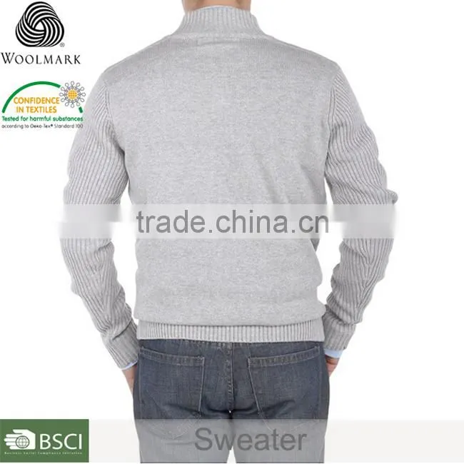 Men's Wool thermal sweater mock Neck Ribbed Sleeve 1/4 Button Merino wool sweater Relaxed Fit