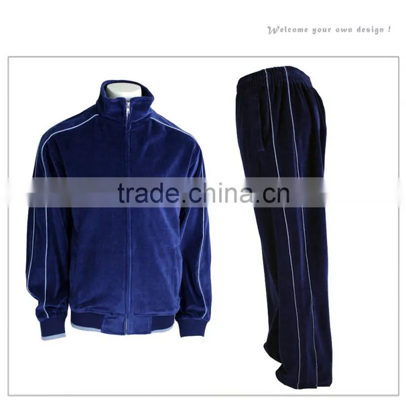 Mens custom color contrast gym 100% fleece tracksuit