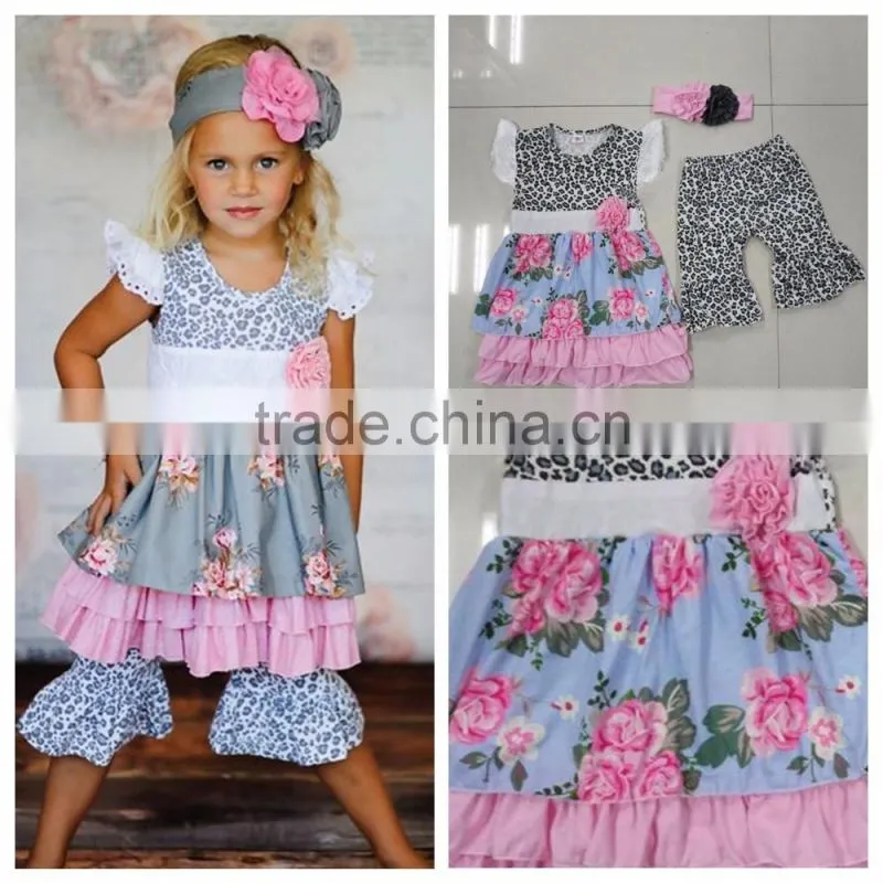 Baby Clothes Set Wholesale Cotton Ruffle Western Outfit Girls Back To School Outfit